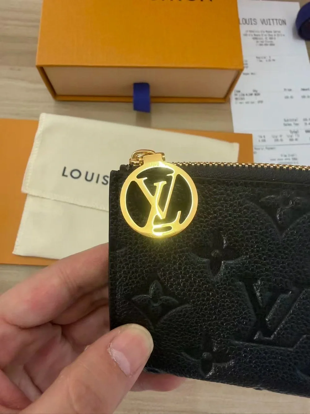 Louis Vuitton Black Embossed Monogram Small Zipper Pouch
